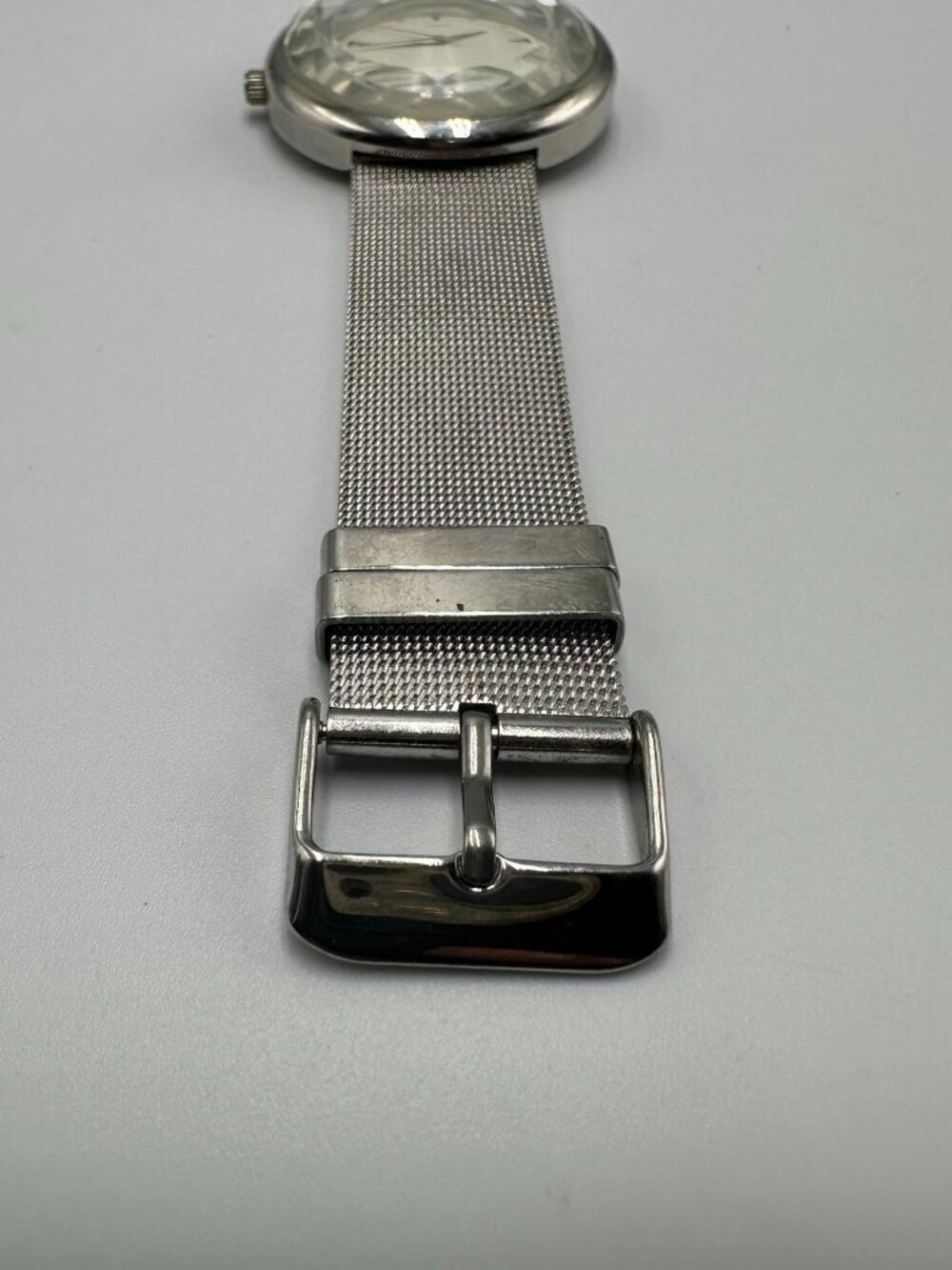 Accutime Womens Watch Faceted Bezel Round Silver Tone Mesh Band New Battery - Picture 5 of 13